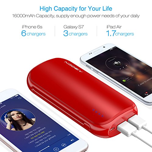 Aibocn Power Bank 16000mAh Portable External Charger with Fast Charging Technology for Apple Phone iPad Samsung Galaxy Tablets and More, Christmas Red - Thumbnail 5