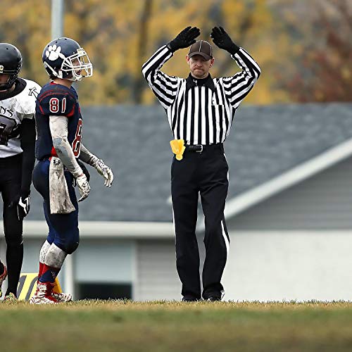Xgood 6 Pieces Penalty Flag Football Tossing Flag Yellow Penalty Sports Fan Set Tossing Flag Referee Penalty Flag Accessory with 1 Piece Referee Whistle for Sports Games Competitions