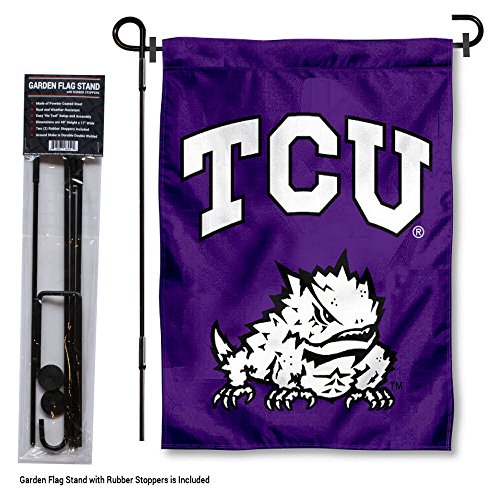 Texas Christian Horned Frogs Garden Flag with Stand Holder
