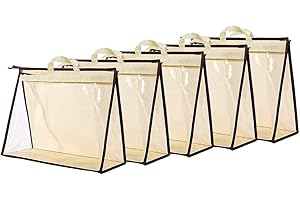 fazhongfa 5 PCS Hanging Handbag Storage Organizer Non-Woven Transparent Dust-proof Homewares Purse Wallet Closet Storage Bag with Zipper and Handle (XL)