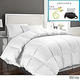 Hotel Grand 1000 Thread Count Egyptian Cotton King Down Alternative Comforter with Sleep Mask and Pair of Corded Earplugs, White