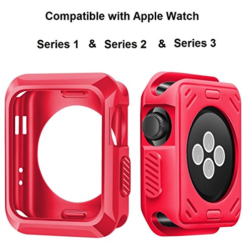 Apple Watch Case, iitee 42mm Universal Slim Rugged Protective TPU iWatch Case for Apple Watch Series 3 Series 2 Series 1 (Matte Red)
