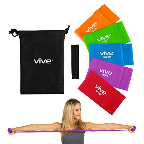 Straight workout bands by vive (5-band set) - resistanc…