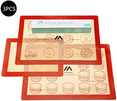 [ VFAD ] Baking Mat Set, FDA Non Stick Silicone Baking Mat With Measurements For Toaster Oven 2 Pcs Half Sheet &amp; 1 Pc Small Toaster Oven Size