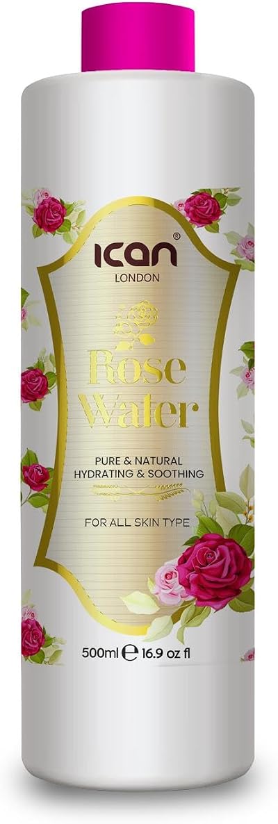 Ican London Natural Rose Water 500ml Pure Skincare Toner Aromatherapy Mist