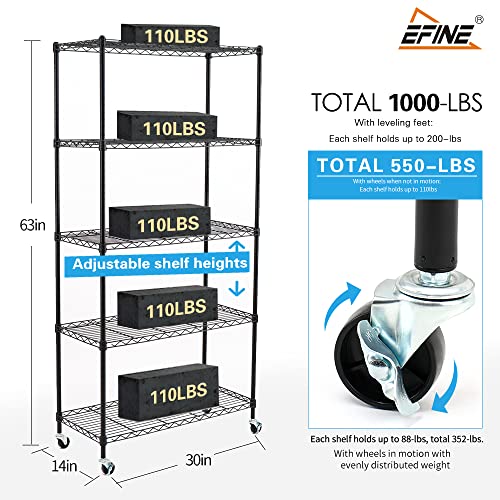 CherryPig EFINE 2Pack 5Shelf Shelving Units and Storage on Wheels