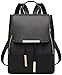 COOFIT Black Leather Backpack for Girls Schoolbag Casual Daypack