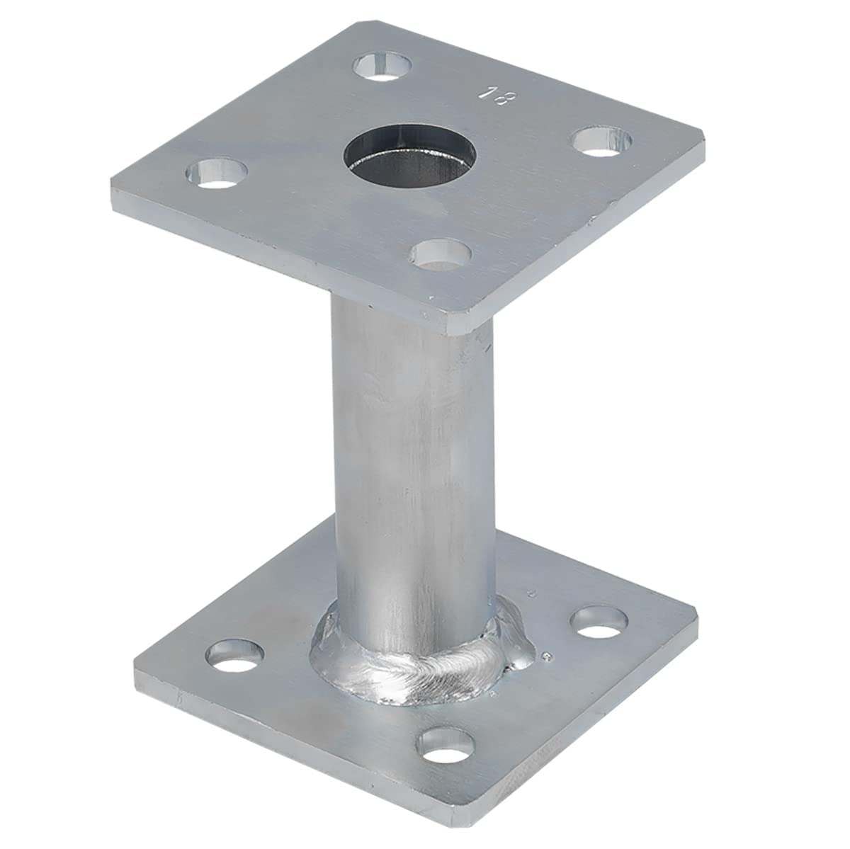 Heavy Duty Postfoot Silver Galvanised Post Base Support for Pergola Terrace Gazebo Connecting Wooden Posts with Concrete (100mm x 100mm x 200mm)