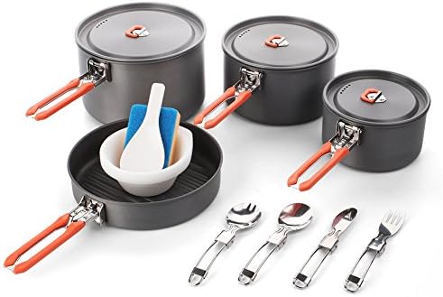 Mengzice Camping Cookware Lightweight Outdoor Backpacking Cooking Picnic Bowl Pot Pan Set