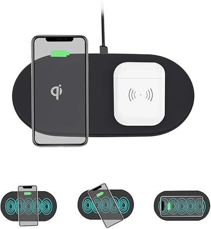 Amazon Com Dual Wireless Charger Dual10w 5 Coils 360 Fast
