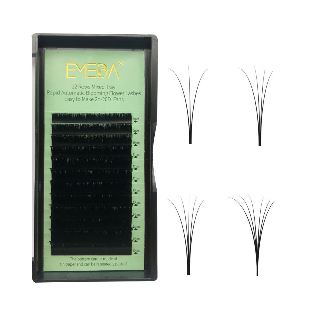 New Mega Volume Easy Fan 0.07mm C Curl 12mm Tray Automatic Blooming Eyelash Extensions .07 mm 3D 6D ~10D Eye Lash Extension(0.07 C 12mm)