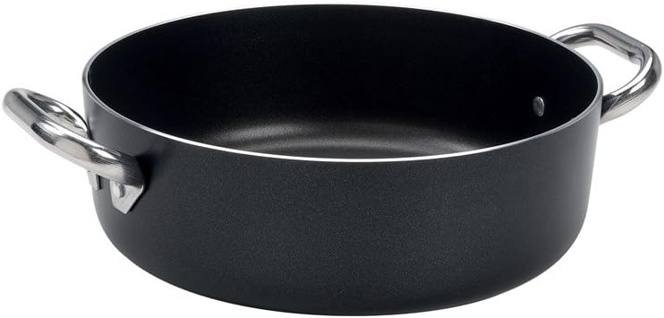 Pentole Agnelli Aluminium Black 3 Mm. Crystal Casserole Pot with 2 Handles, Diameter 40 Cm