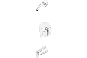 Pfister Pfirst Modern Polished Chrome Shower Faucet Set with Bathtub Faucet/Tub Spout, Single-Handle Tub & Shower Trim Kit Wi
