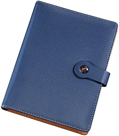 Jia Hu A6 Matte Leather Binder Rings Notebook Journal Hardback Notepad Diary for Business School Blue