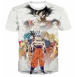 qingduomao Men's Dragon Ball Goku T-Shirt Unique Graphic Digital Printed Fashion Chic Short Tee Unisex (L, G15-2)
