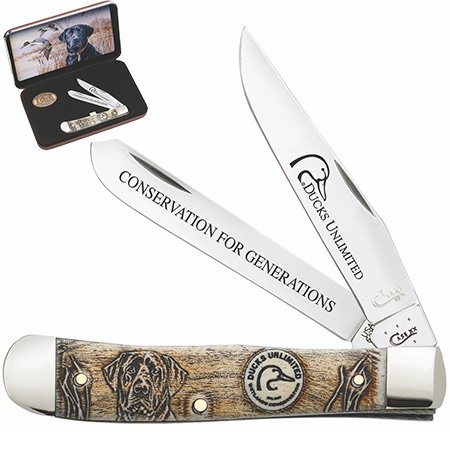Case Natural Bone Ducks Unlimited Trapper Pocket Knife Gift Set