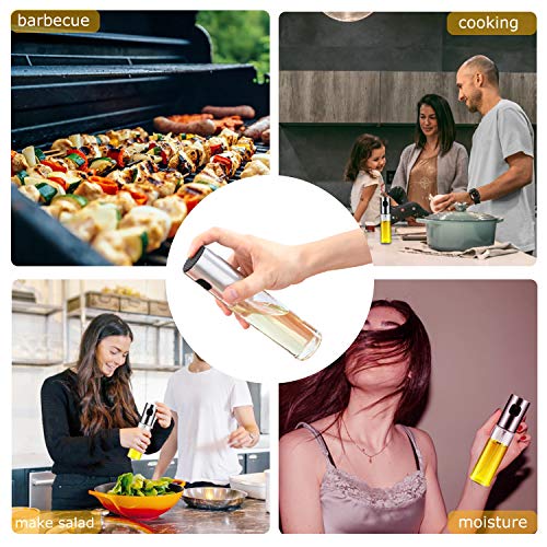 Wellplus Olive Oil Sprayer, Cooking Spray Bottle for Oil, Oil Dispenser Mister Olive Oil Avocado Canola Vinegar Glass Bottle for Cooking, BBQ, Grilling, Salad, Bread Baking, Frying( 3.5oz, 1 Pack)