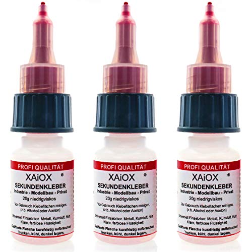3 x Sekundenkleber mit Patent Verschluà Cyanacylat Superkleber 20g dünnflüssig Wasserfest schnell