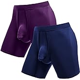 Ouruikia Men's Underwear Boxer Briefs Anti-Chafing Long Leg Modern Long Leg Boxers Tagless Boxer Briefs Separate Pouch