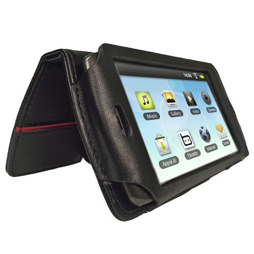 iGadgitz Black Genuine Leather Case Cover for Archos 43 Android Internet Tablet