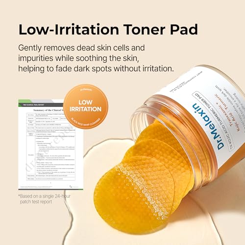 Dr.Melaxin TX Kojic Acid Turmeric Toner Pads with Tranexamic Acid, Brightening Toner Pad for Pigmentation & Dark Spot Care, Gentle Keratin Care for Radiant Skin, Korean Skincare, 70 Sheets