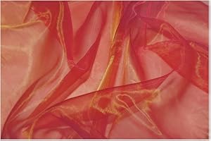 MDS-MEGADECORSUPPLY MDS Pack of 5 Yard Sheer Organza Fabric for Wedding Party Home Event Banquet Decorations, Backdrop Curtain Craft Dress Sewing Fashion DIY Crystal Organza Tulle Fabric Bolt 44” Wide - Orange