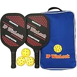 JP WinLook Pickleball Paddle Set - 2 Premium USAPA Approved Graphite Rackets Honeycomb Composite Core Ultra Cushion Grip; Gift Kit with Accessories - Portable Racquet Bag and 3 Balls, Indoor Outdoor