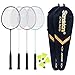 Senston Professional Badminton Rackets Set of 4 - Carbon Fiber, 6 Shuttlecocks, 4 Grips & Bag for Backyard Games | 90g Lightweight