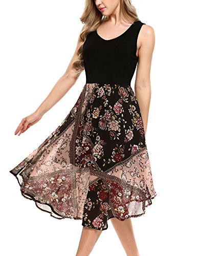 Zeagoo womens casual contrast sleeveless patchwork chif…
