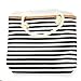 We We Summer Beach Bag Duffel Bags Waterproof Canvas Tote Hand Bag for Women Girls, Style 02, Stripe Black Large