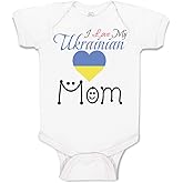 Cute Rascals Baby Bodysuit I Love My Ukrainian Mom Boy & Girl Baby Clothes Funny Cotton A White Design Only 6 Months