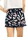 Allegra K Women's Summer Shorts Floral Printed Lace Trim Elastic Waist Beach Shorts X-Large Blue-Feather