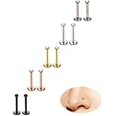 ORAZIO 10Pcs 18G Nose Studs - 316L Stainless Steel Stud Nose Rings for Women CZ Screwback Nose Piercings Cartilage Earrings Lip Rings Small Flatback Stud Earrings for Sensitive Ear Internally Threaded