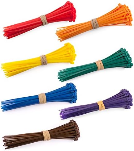 Multi Colour 370x4.8mm, 15 inch Cable Ties, 100 x (Red, Orange, Yellow, Green, Blue, Purple, Brown), Pack of 700