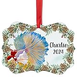 Golden Blue Halfmoon Betta Fish Christmas Ornament
