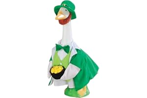 Fox Valley Traders Lucky Leprechaun Goose Outfit, Fits Large 23" H Statue, St. Patrick’s Day Costume for Lawn Decor