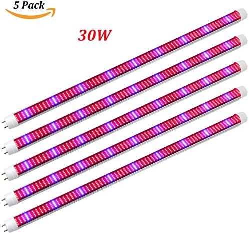 [Pack of 5]eSavebulbs 30W T8 LED Grow Light Indoor Plant Grow Lights Full Spectrum for Veg and Flower with 264 Red 36 Blue Leds(30W 2ft)