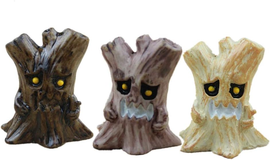 3pcs Halloween Miniature Micro Landscape Moss Succulent Potted Ornaments Bonsai Fairy Garden Landscape DIY Decor Desktop Ornaments (Grey + Yellow + Purple)