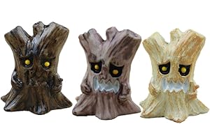 3pcs Halloween Miniature Micro Landscape Moss Succulent Potted Ornaments Bonsai Fairy Garden Landscape DIY Decor Desktop Ornaments (Grey + Yellow + Purple)