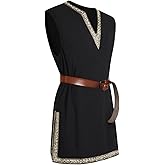 Runcati Mens Medieval Costume Pirate Renaissance Sleeveless Tunic Knight Viking Halloween LARP Shirts