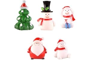 Christmas Fish Tank Ornament 5PCS Xmas Tree Santa Snowman Figurine Resin Statue Aquatic Cave, Christmas Tree Fish Tank Decor
