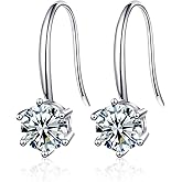 Moissanite Earrings for Women Sterling Silver Dangle Earrings 1/2CT-2CT Moissanite D Color VVS1 18K White Gold Plated Drop Earrings Hypoallergenic Earrings Jewelry Birthday Gifts for Wife Girlfriend