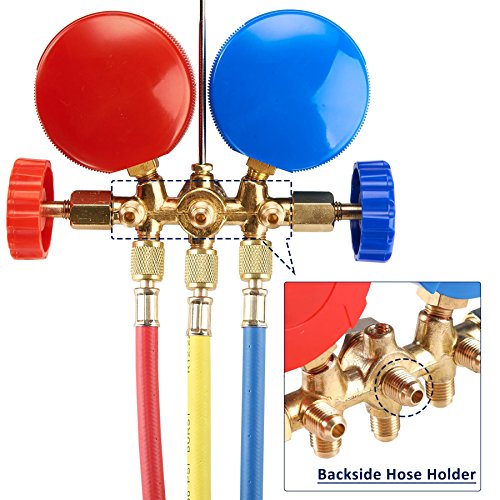 Orion Motor Tech 3FT AC Diagnostic Manifold Freon Gauge Set for R134A