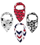Baby Bandana Drool Bibs By Daulia, Unisex 4-Pack Absorbent Pure Cotton, Cute Baby Gift for Boys & Girls