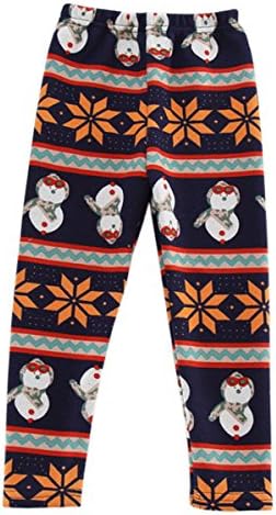 YLTkids Baby Girls Kids Winter Fleece Lined Leggings Pants Floral Trousers-snowman-140