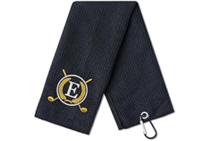 CybGene Golf Towels Gift, Monogrammed Golf Towels for Golf Bags for Men and Women on National Golf Day, Retirement, Birthday, and Christmas, 16”x 24” Microfiber Golf Towel - Initial E