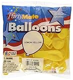 PartyMate 71990 Made in the USA Royal Rich Color 5-Inch Latex Balloons, 50-Count, Lemon Yellow