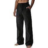 Men's Linen Pants Casual Beach Summer Lounge Pant Elastic Waist Drawstring Lightweight Trousers Vacation Outfits