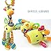 Here Fashion Baby Infant Plush Giraffe Animal Stroller Rattle Hanging Teether Toy Developmental Interactive Toy Soft Handbells for Crib, High Chair and Car Seat