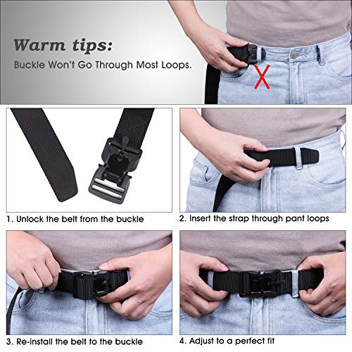 WHIPPY Tactical Belt with Magnetic Quick-Release Buckle Military Style Nylon Webbing Riggers Belt for Men Black Small